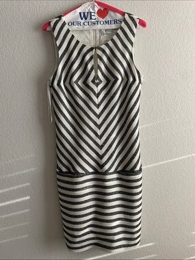 Trina Turk Sleeveless Black and White Dress Classic Chevron Pattern